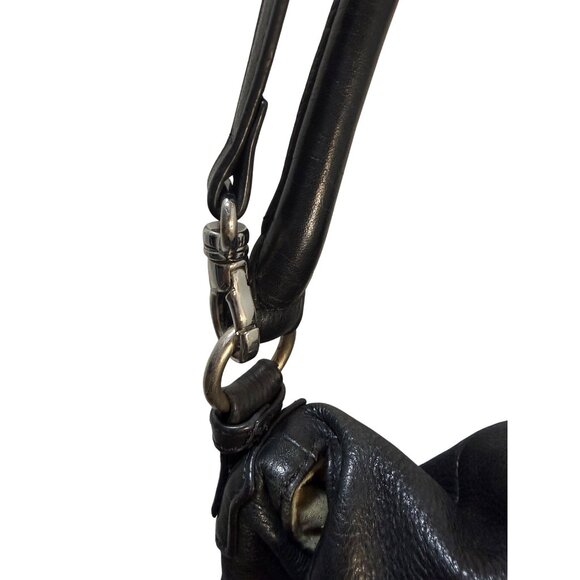 Margot Black Leather Hobo Bag With Tassel Accent & Adjustable Strap - Picture 3 of 15